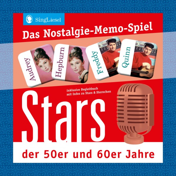 Nostalgie-Memo-Spiel „Stars der 50er und 60er-Jahre" für Senioren und Menschen mit Demenz